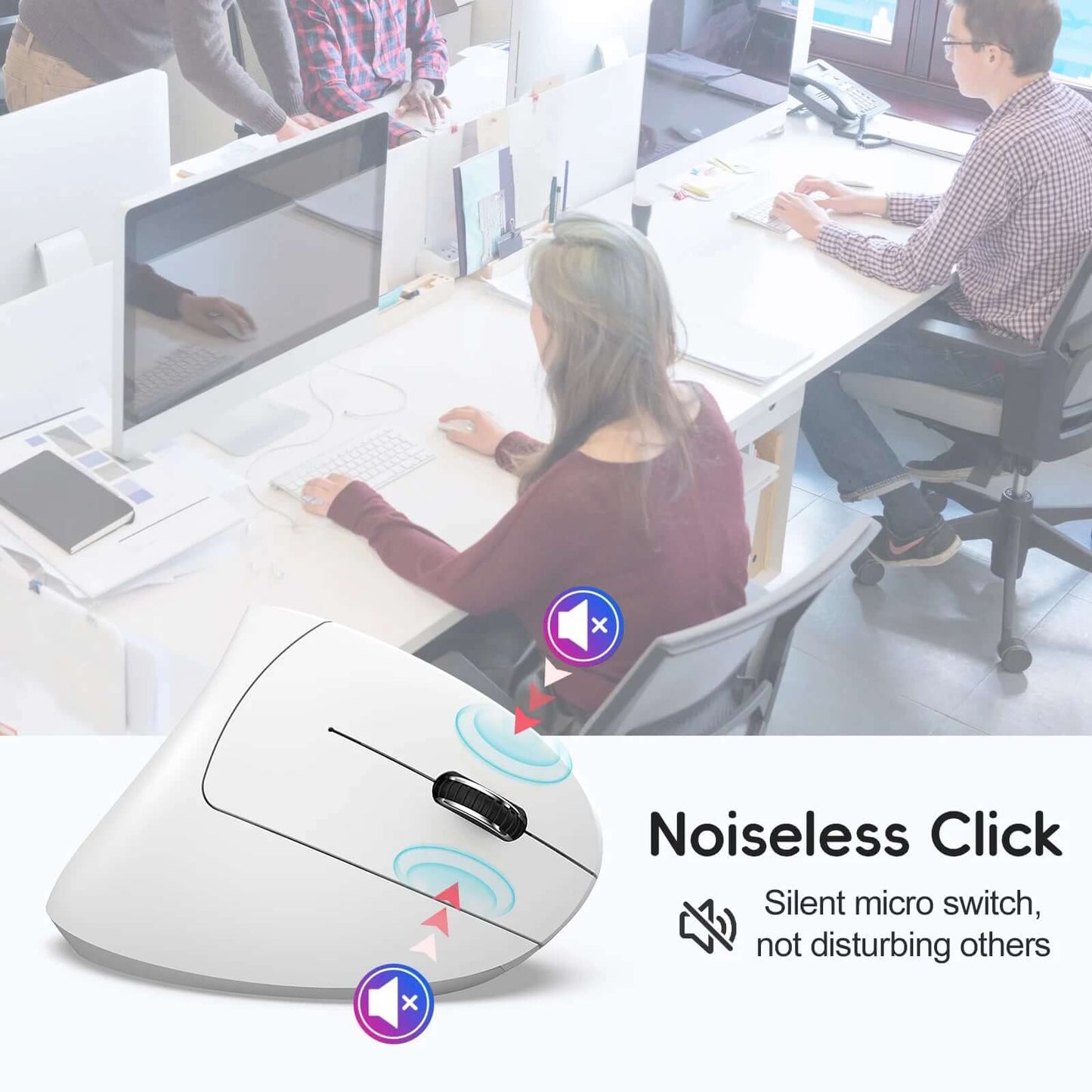 Hot Choice Ergonomic Optical Mouse ABS 2400DPI Adjustable Rechargeable 600Ma Vertical Mouse for Office and Mac