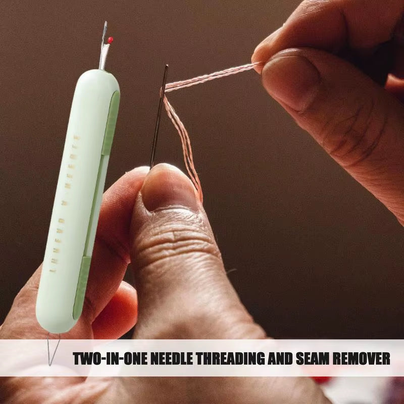 Needle Threader Seam Ripper 2-In-1 Manual Threader Stitching Remover Household Sewing Accessories Double End Design Needle Work