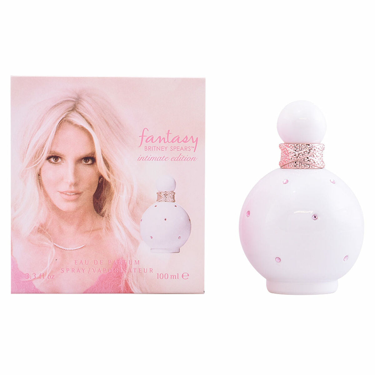 Perfume Mujer Fantasy Intimate Edition Britney Spears EDP EDP y su envase, 100 ml de fragancia exclusiva.