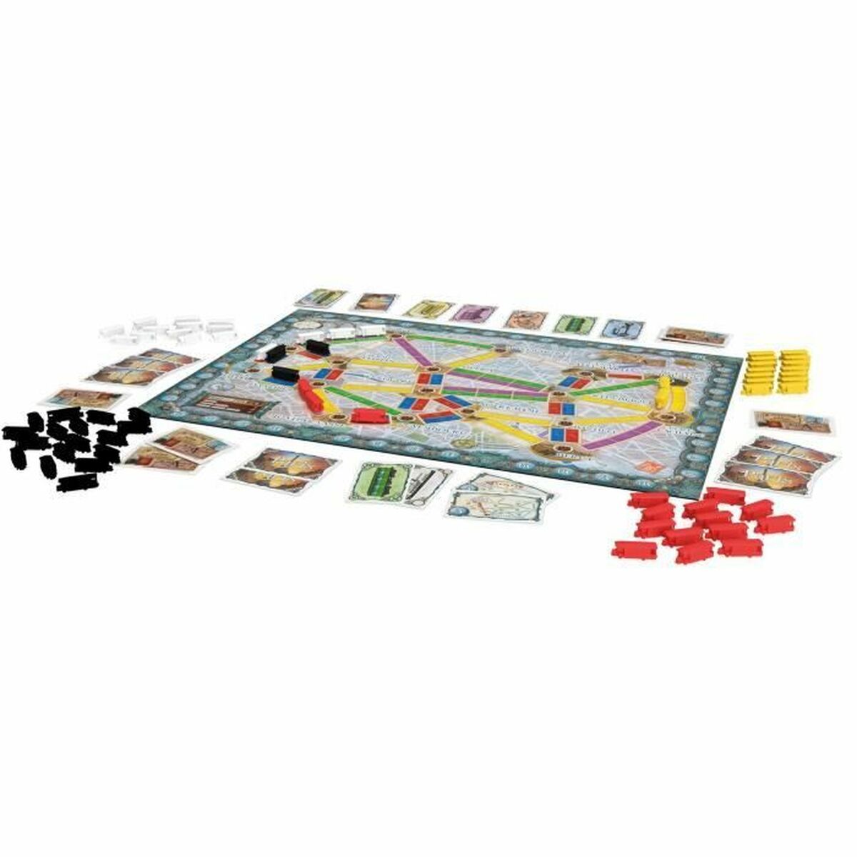 Juego de Mesa Asmodee Les Aventuriers du Rail - Paris con tablero y piezas de colores para jugar en familia.