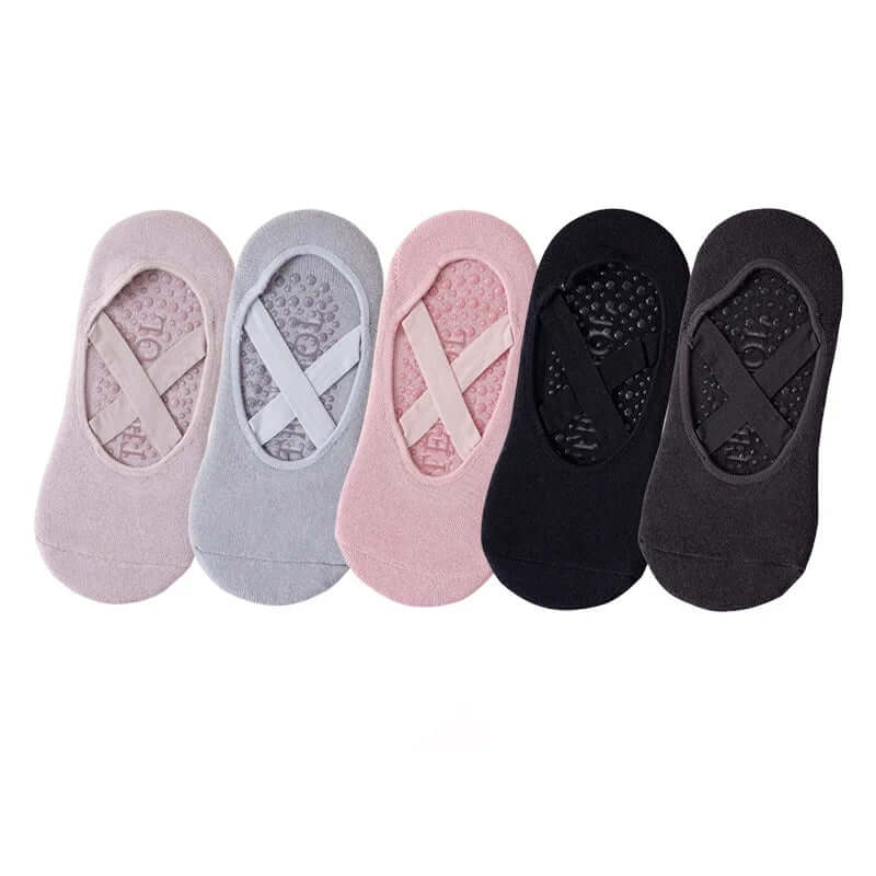 5 Pairs of Women'S Non-Slip Yoga Socks for Dance Pilates Gym, Breathable Cotton No-Show Socks with Silicone Grip, Indoor Workout