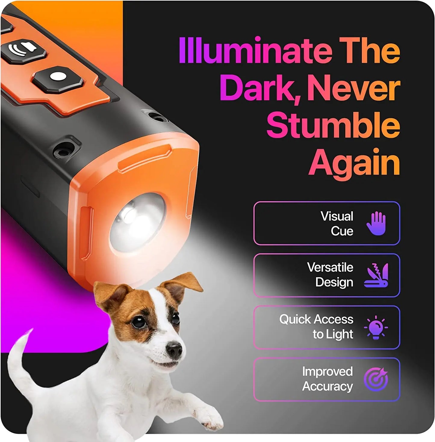 Pet Dog Repeller Ultrasonic Dog Training Device Rechargeable anti Dog Bark Deterrent Device with LED Flashlight