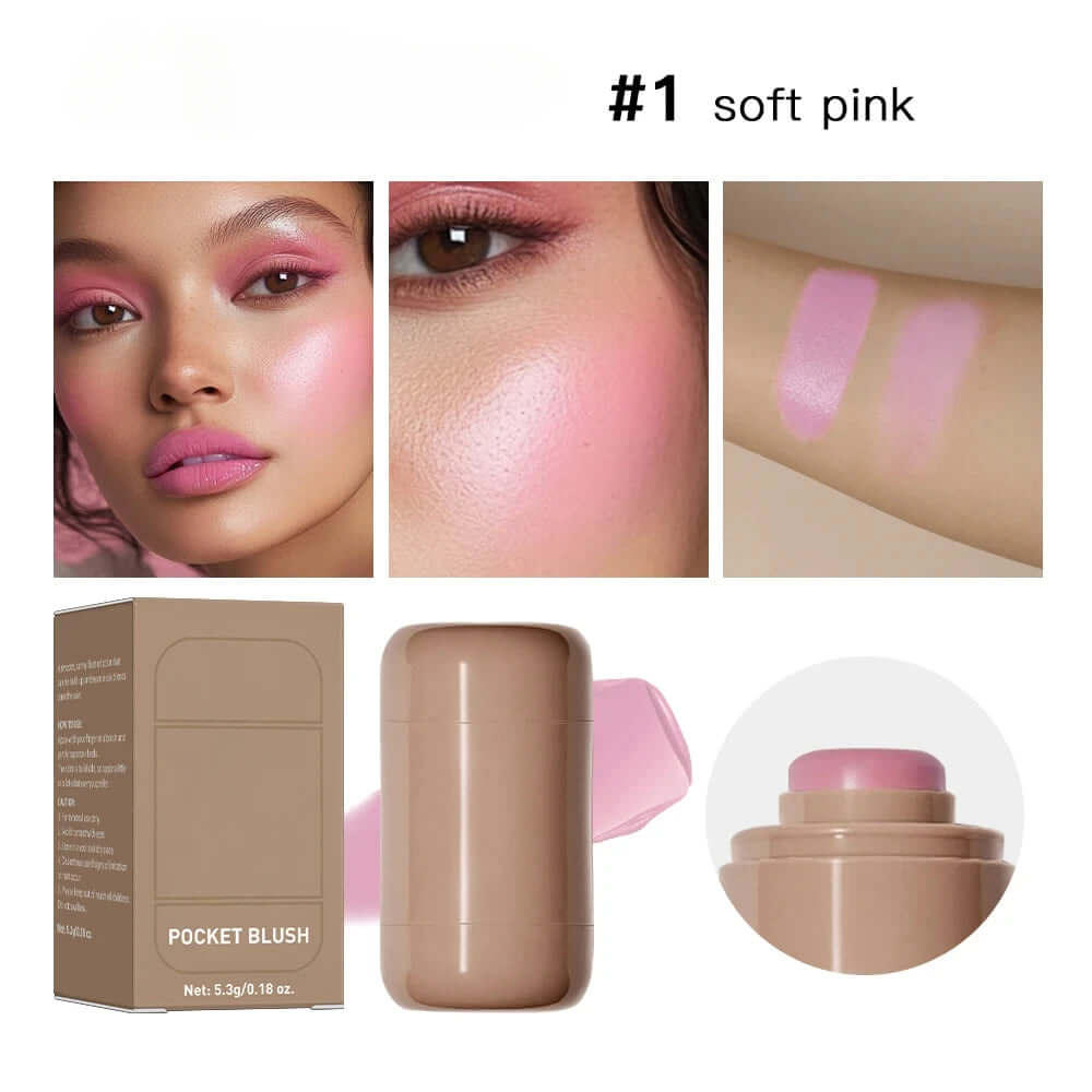 3In1 Cheek Lip Tinted Moistured Blush Stick Waterproof Easy Color Rouge Silky Smooth Blusher Cream Matte Contour Makeup