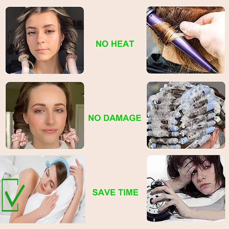 Hair Accessories for Women Clip Soft Hair Curlers Heatless Curling Rod Headband Hair Styling Tools Curling Ribbon Modeling Set