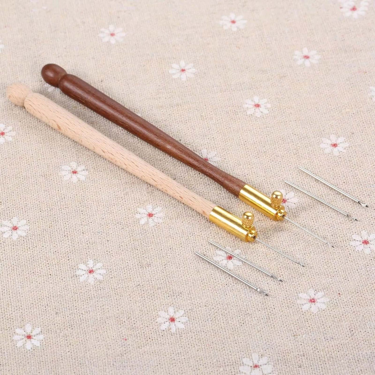 Embroidery Needle Tambour Crochet Hook Luneville Hook Handle with 3 Needles Set S Couture Luneville Glitter Bead Embroidery Tool