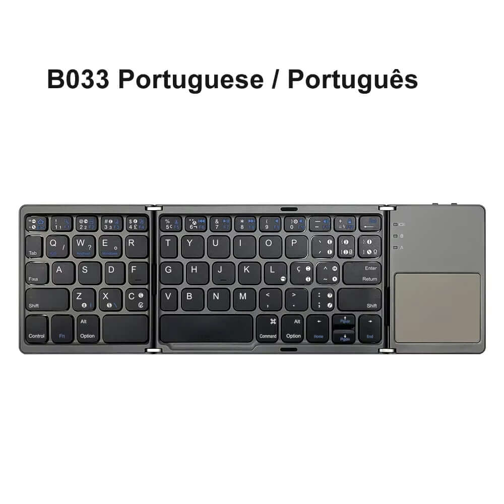 Portable Quadruple Folding Wireless Bluetooth Keyboard with Foldable Touchpad for Windows Android IOS Tablet Ipad Phone