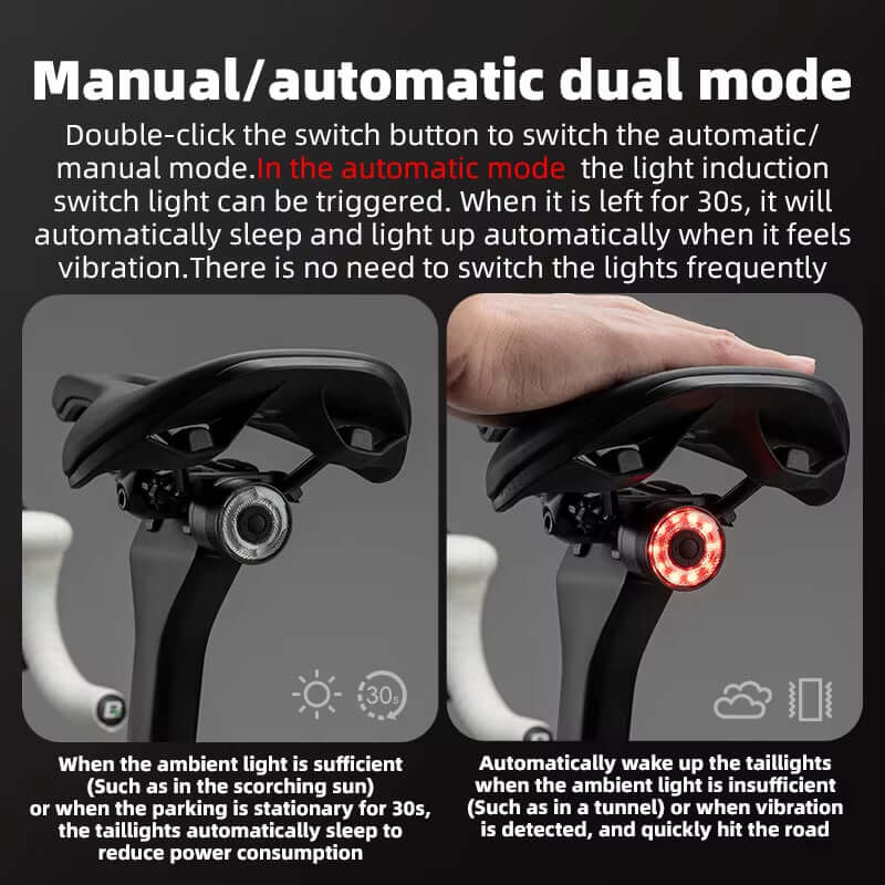 Bicycle Tail Light Smart Brake Sensing Rear Bike Light Aluminum Waterproof Type-C MTB Road Warning Cycling Taillight
