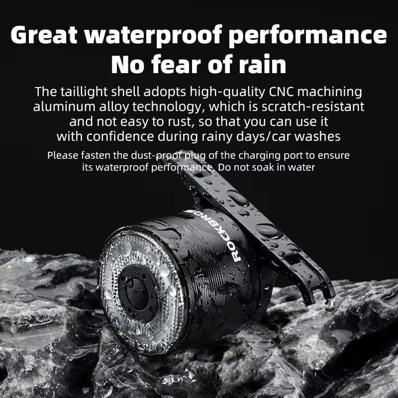 Bicycle Tail Light Smart Brake Sensing Rear Bike Light Aluminum Waterproof Type-C MTB Road Warning Cycling Taillight