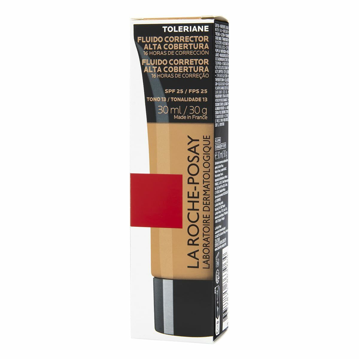 Corrector facial La Roche Posay con SPF 25, Toleriane Nº 13, 30 ml, para pieles sensibles y alta cobertura.