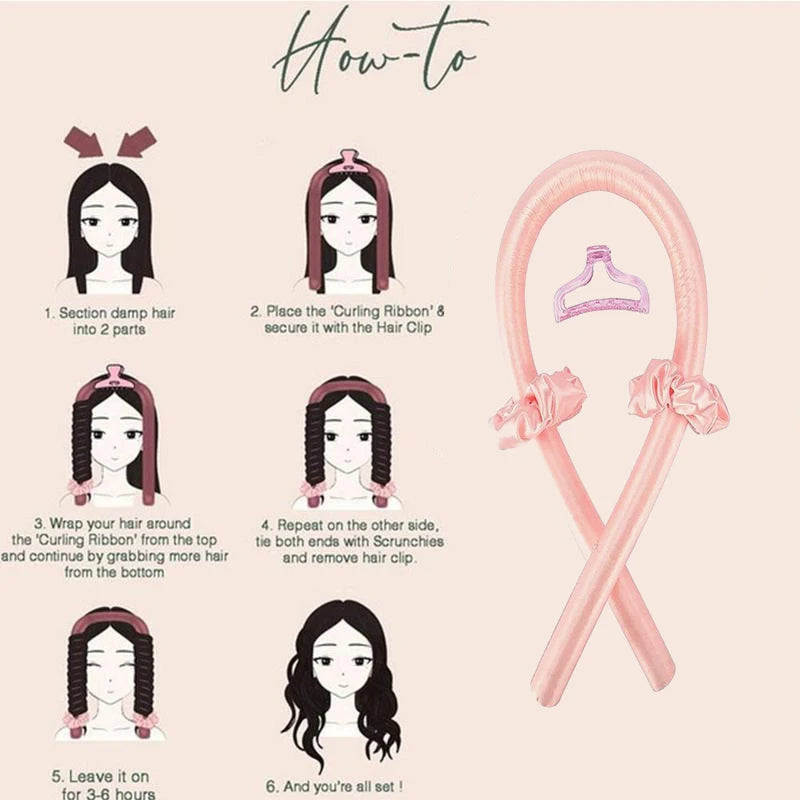Hair Accessories for Women Clip Soft Hair Curlers Heatless Curling Rod Headband Hair Styling Tools Curling Ribbon Modeling Set