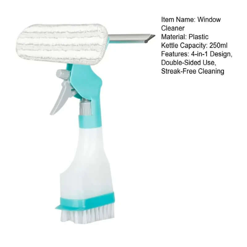 Multifunction Window Cleaner Kit with Spray Bottle Squeegee Microfiber Washer Head Home Glass Cleaning Tool