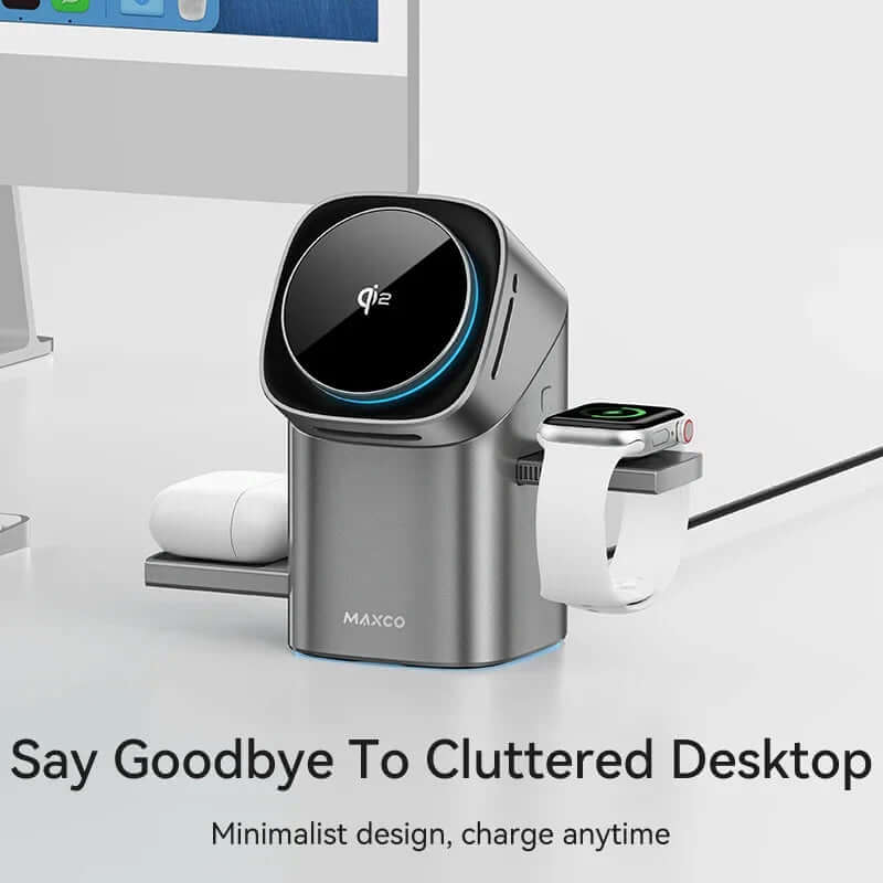 Qi2 Auto-Rotate Touch Magnetic 3 in 1 Wireless Charger Fast Charging 15W for Iphone 12/13/14/15/16, for Iwatch & Airpods