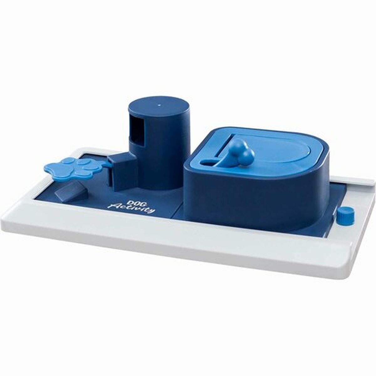 Juguete antideslizante para perros Trixie, diseño interactivo en color azul y blanco, ideal para entretenimiento canino.