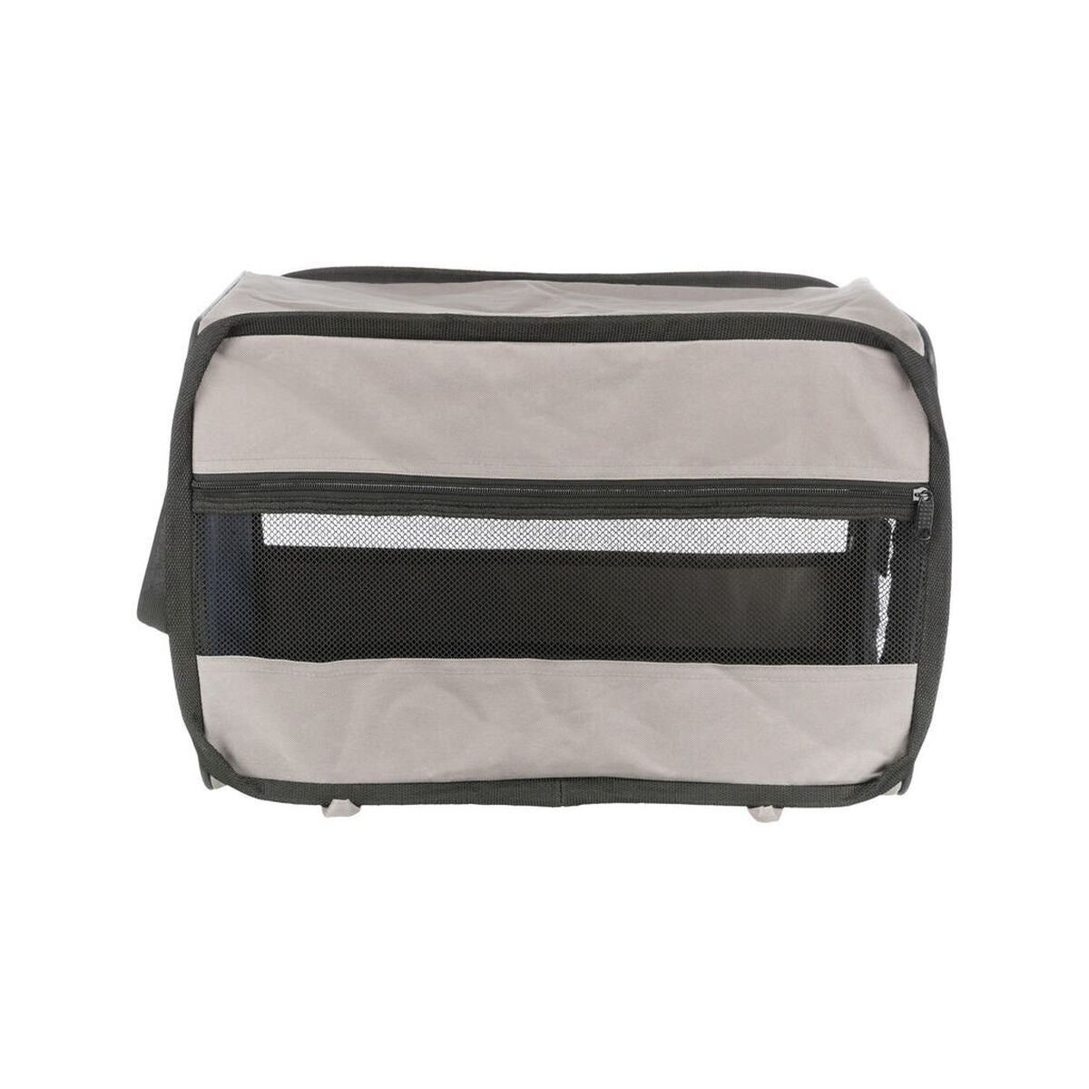 Portátil caseta para perros Trixie en color azul y gris, medidas 45 × 45 × 64 cm, con asa de transporte y fácil limpieza.