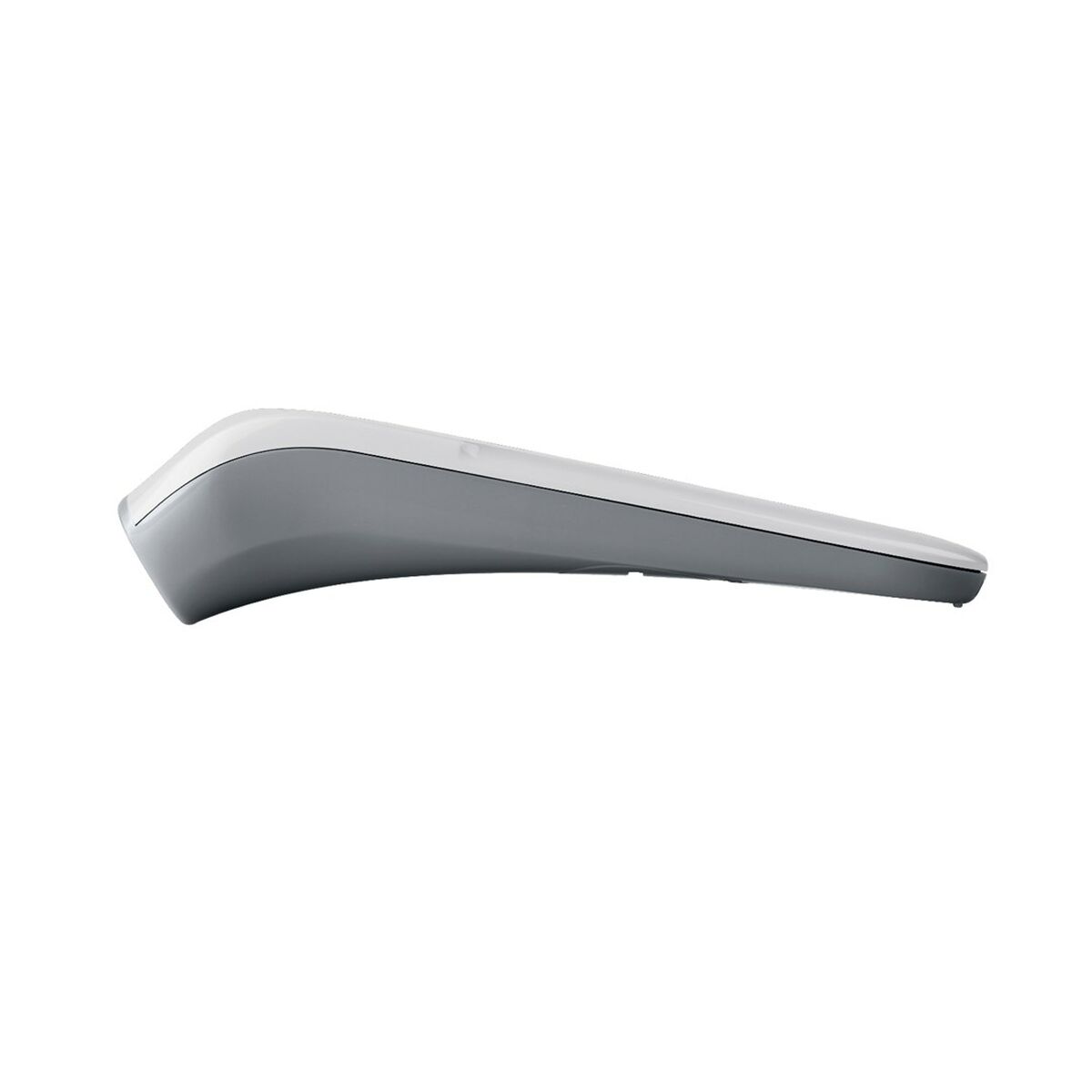 Vista lateral del Termómetro Medisana, un termómetro digital con diseño ergonómico y color blanco.