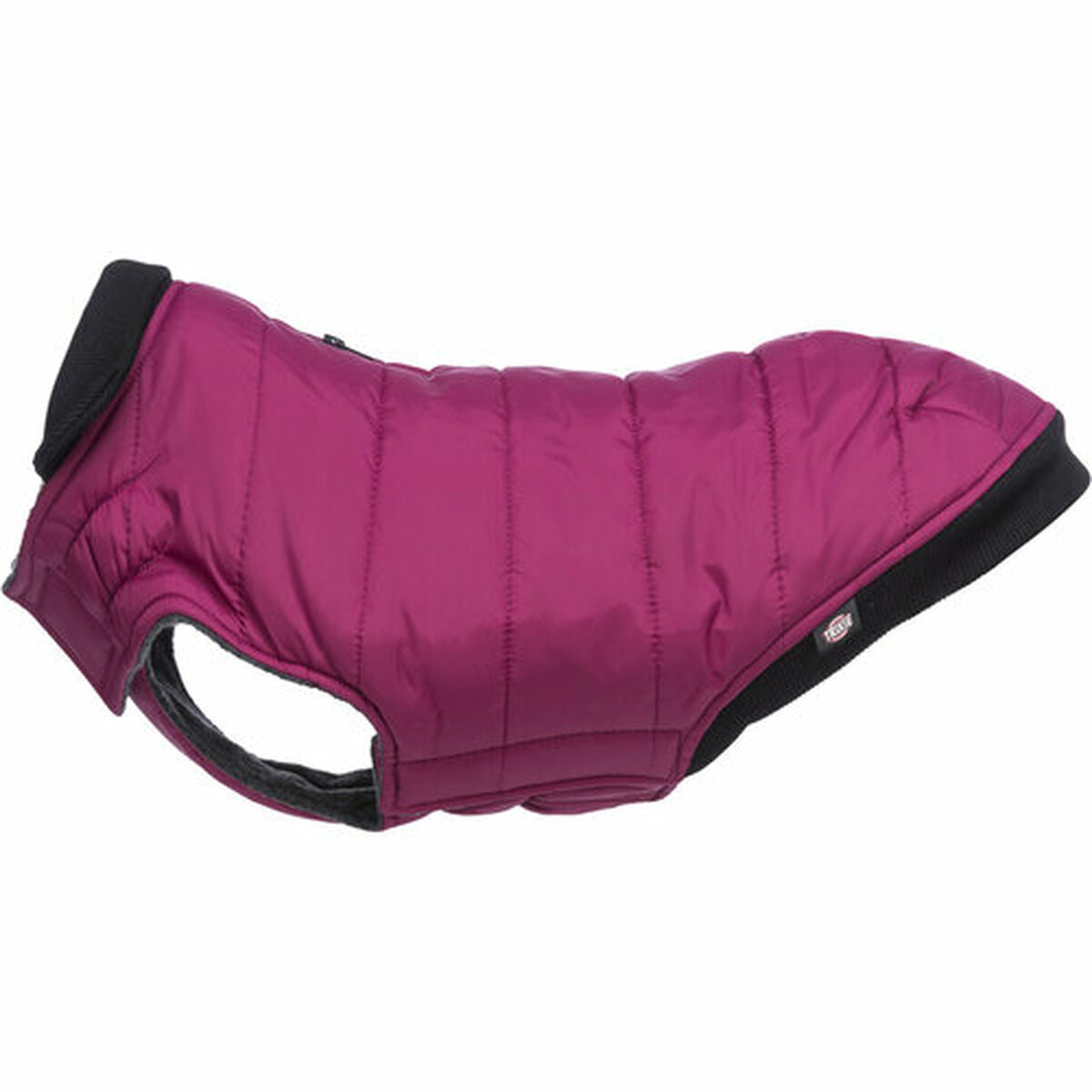 abrigo para perro morado Trixie en material acolchado y repelente de agua, talla XXS y color morado.
