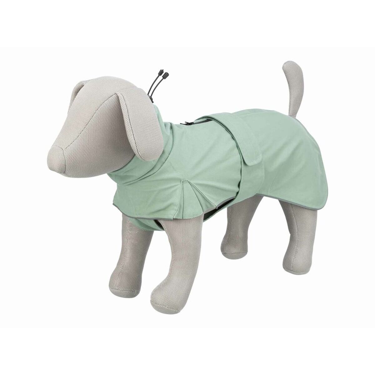 Chubasquero para perro Trixie Dublín Verde S 40 cm sobre modelo canino de exhibición.