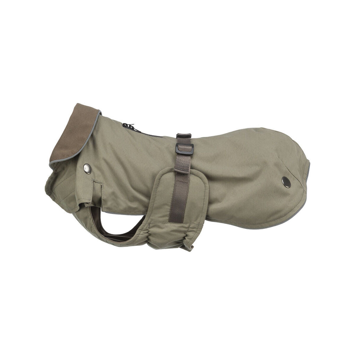 Abrigo para perro melocotón oliva, ajustable y reflectante, fabricado en poliéster, talla S, con cierre de cinta.