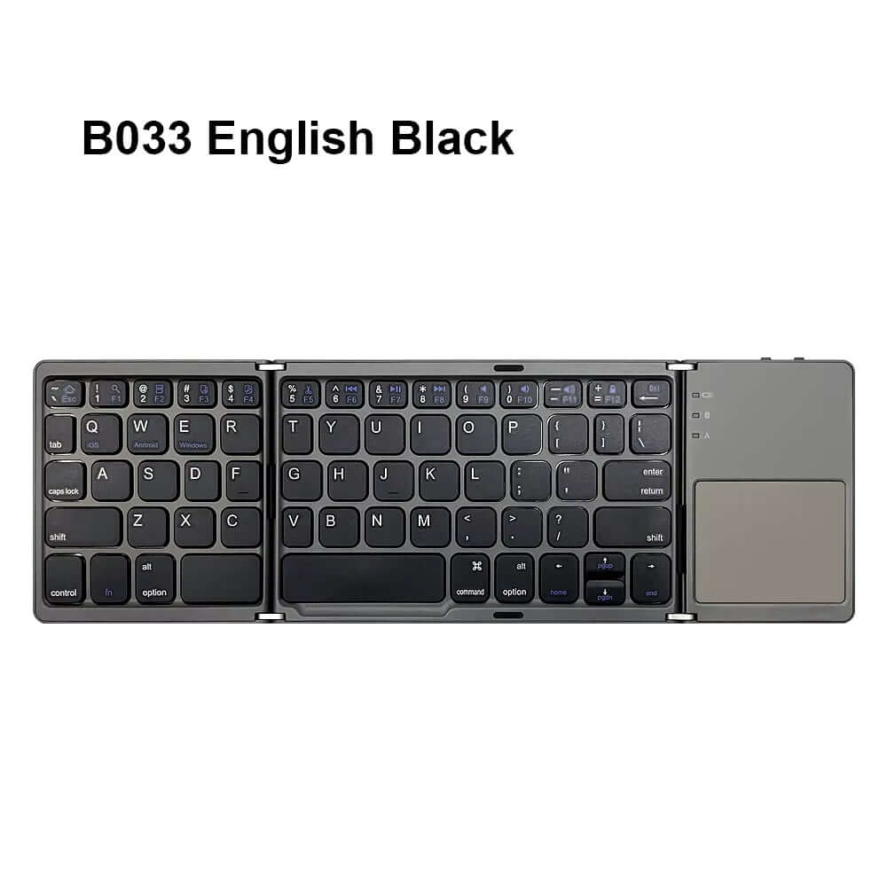 Portable Quadruple Folding Wireless Bluetooth Keyboard with Foldable Touchpad for Windows Android IOS Tablet Ipad Phone