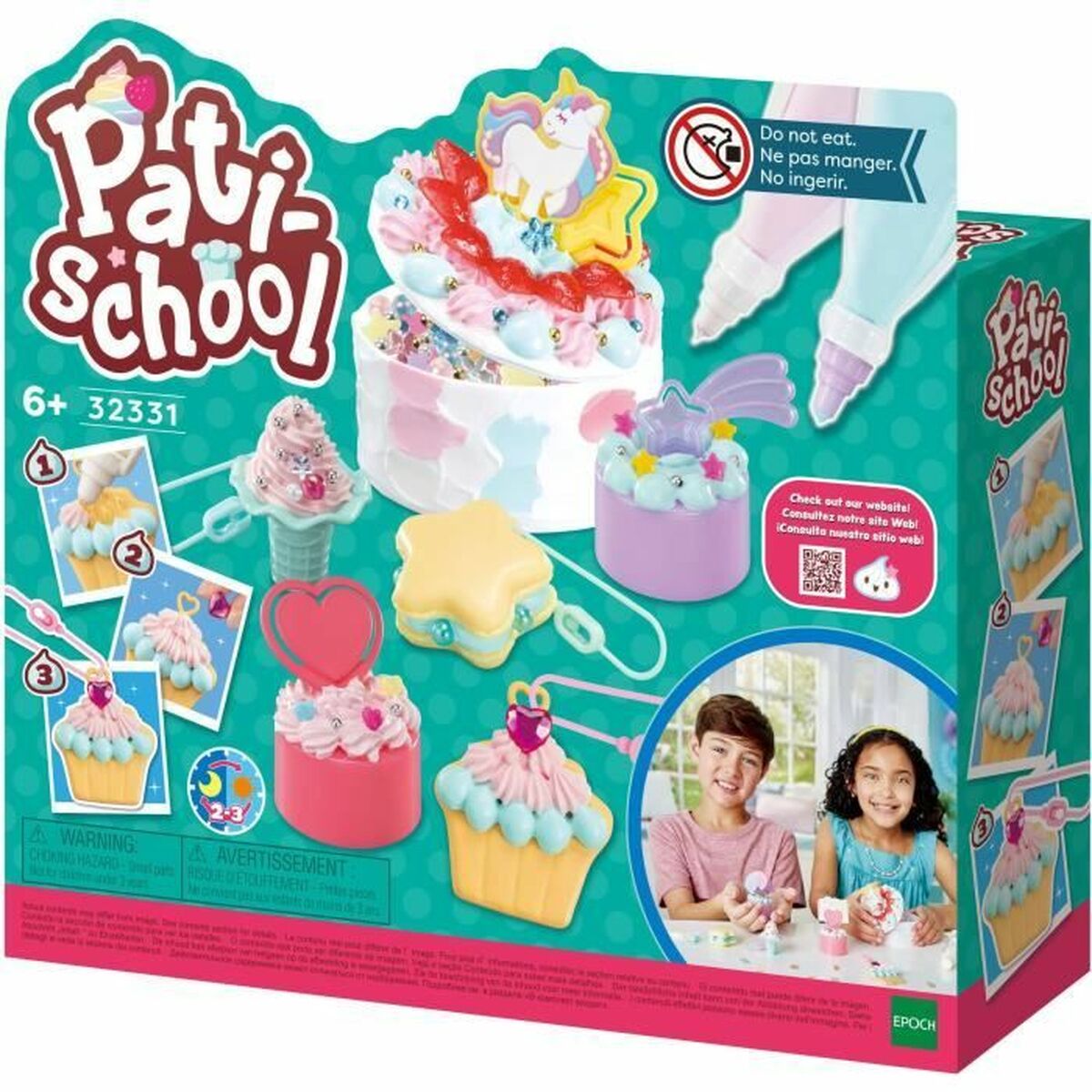Juego de Manualidades EPOCH D'ENFANCE Pati school Cakes, ideal para niños a partir de 6 años, divertido y colorido.