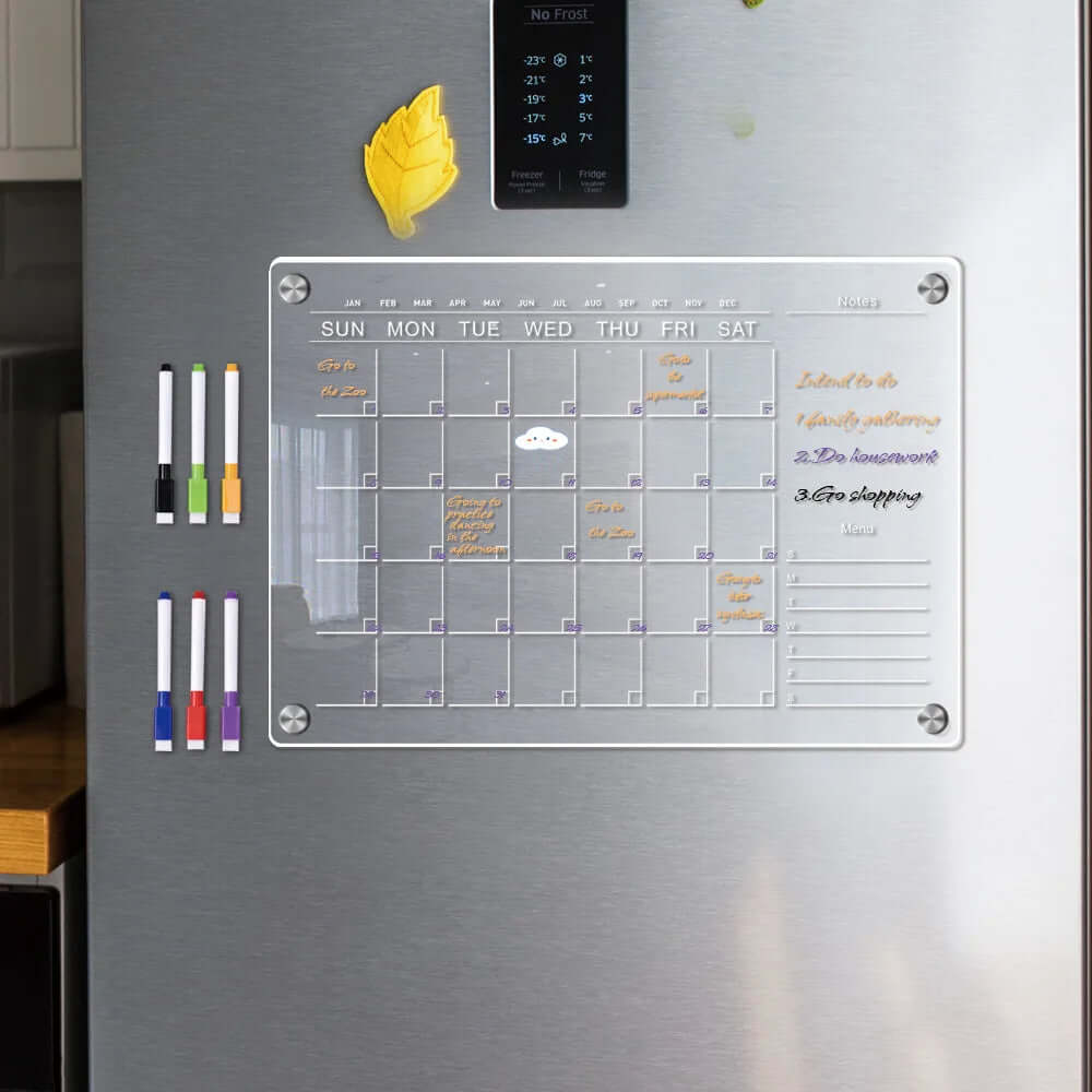 Fridge Magnet Sticker Calendar Weekly Planner Message Boards Reusable Dry Erase Board Schedule Transparent Fridge Message Menu