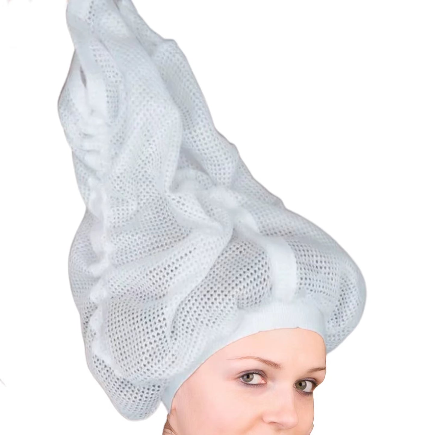 Net Plopping Cap for Drying Curly Hair with Drawstring Large Shower Cap Adjustable Net Plopping Bonnet Mesh Hat Bath Accessories