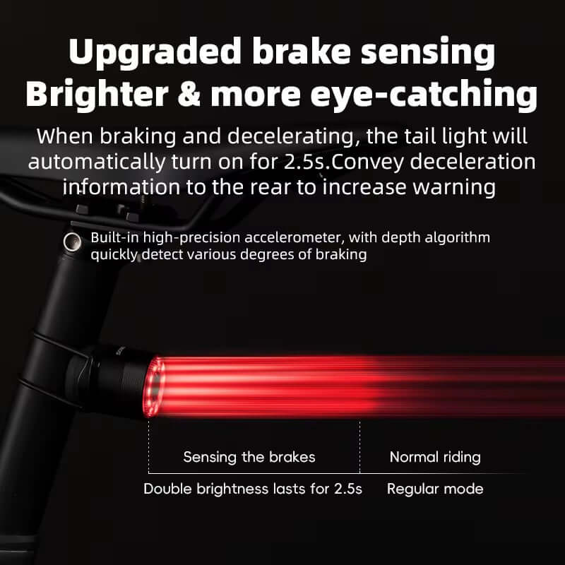 Bicycle Tail Light Smart Brake Sensing Rear Bike Light Aluminum Waterproof Type-C MTB Road Warning Cycling Taillight