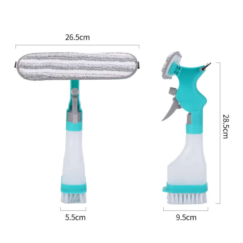 Multifunction Window Cleaner Kit with Spray Bottle Squeegee Microfiber Washer Head Home Glass Cleaning Tool