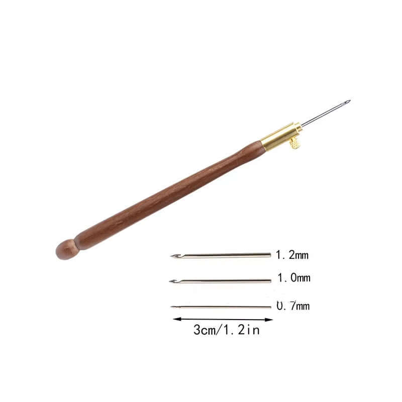 Embroidery Needle Tambour Crochet Hook Luneville Hook Handle with 3 Needles Set S Couture Luneville Glitter Bead Embroidery Tool