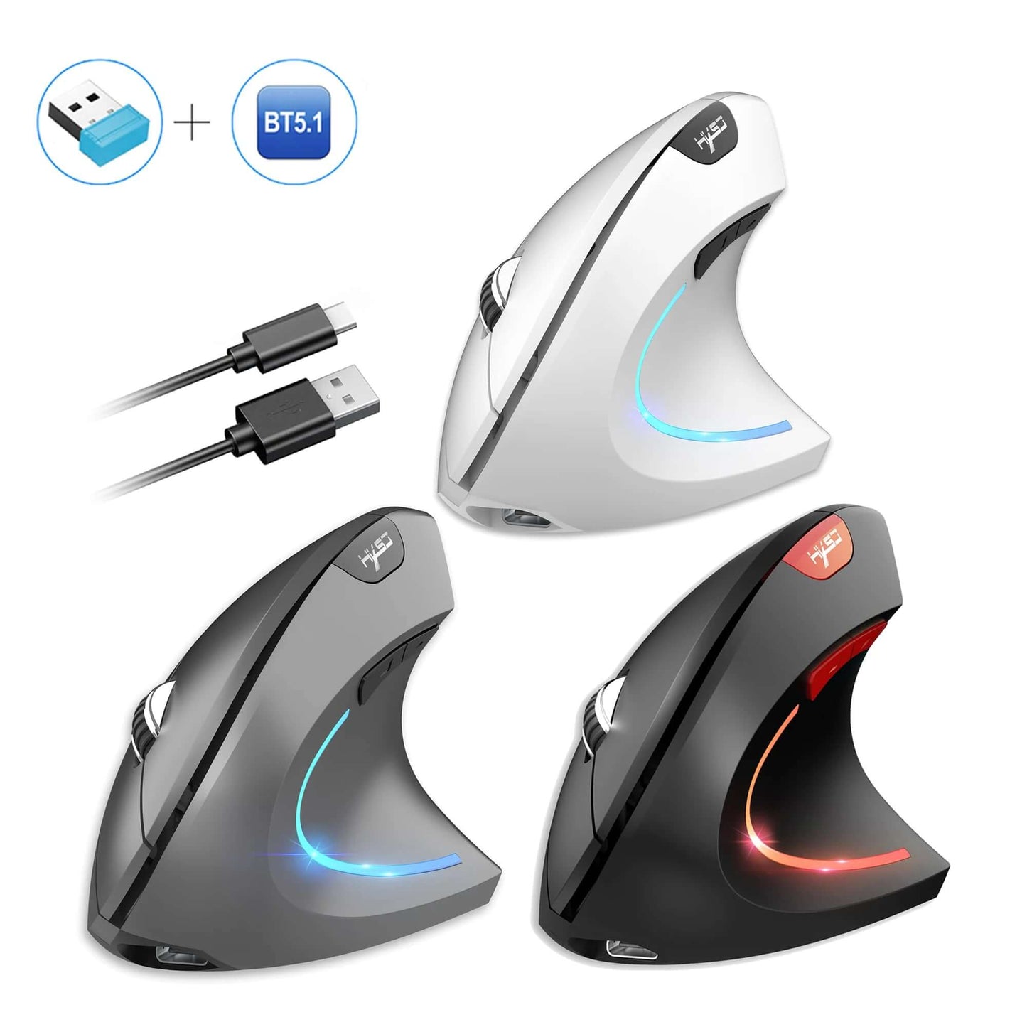 Hot Choice Ergonomic Optical Mouse ABS 2400DPI Adjustable Rechargeable 600Ma Vertical Mouse for Office and Mac