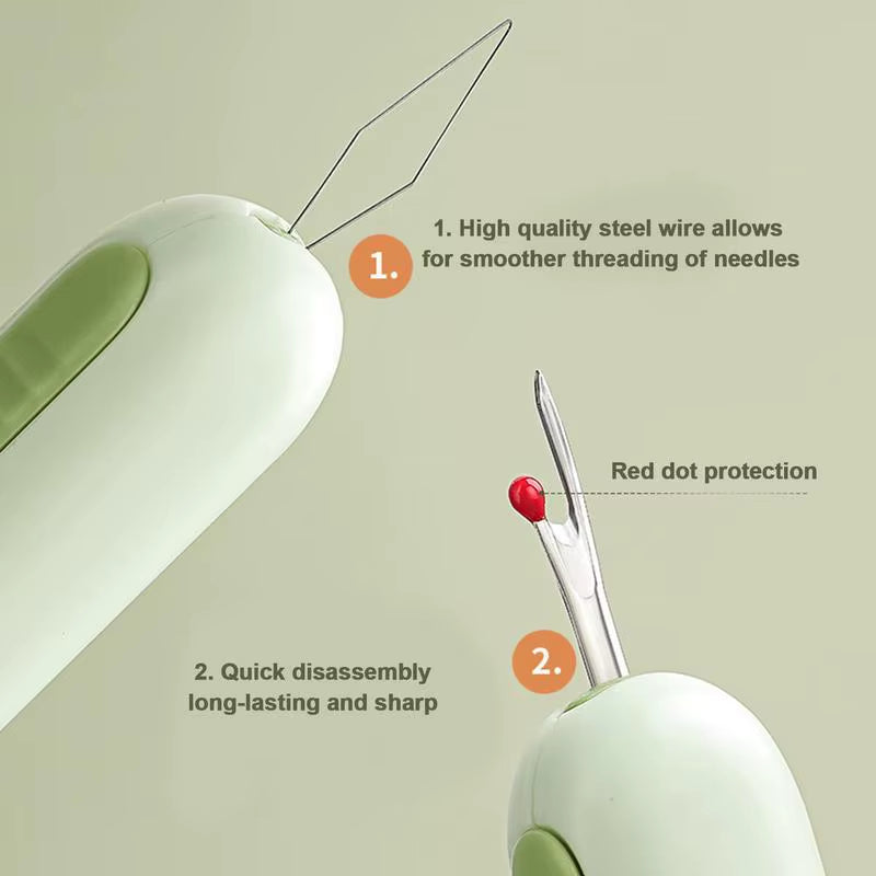 Needle Threader Seam Ripper 2-In-1 Manual Threader Stitching Remover Household Sewing Accessories Double End Design Needle Work