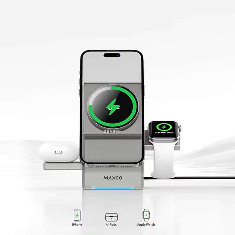 Qi2 3-In-1 Wireless Charger with Auto-Rotating Magic Cube Dock for Iphone 16/15/14 Pro Max Airpods and Iwatch Fast Charging