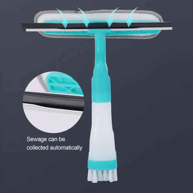 Multifunction Window Cleaner Kit with Spray Bottle Squeegee Microfiber Washer Head Home Glass Cleaning Tool