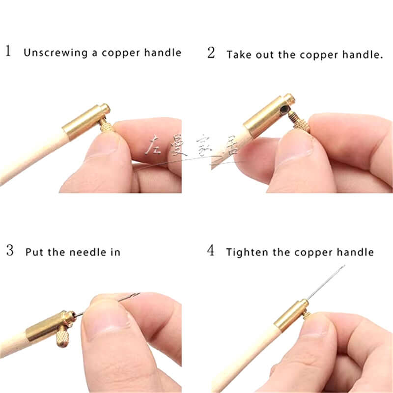 Embroidery Needle Tambour Crochet Hook Luneville Hook Handle with 3 Needles Set S Couture Luneville Glitter Bead Embroidery Tool