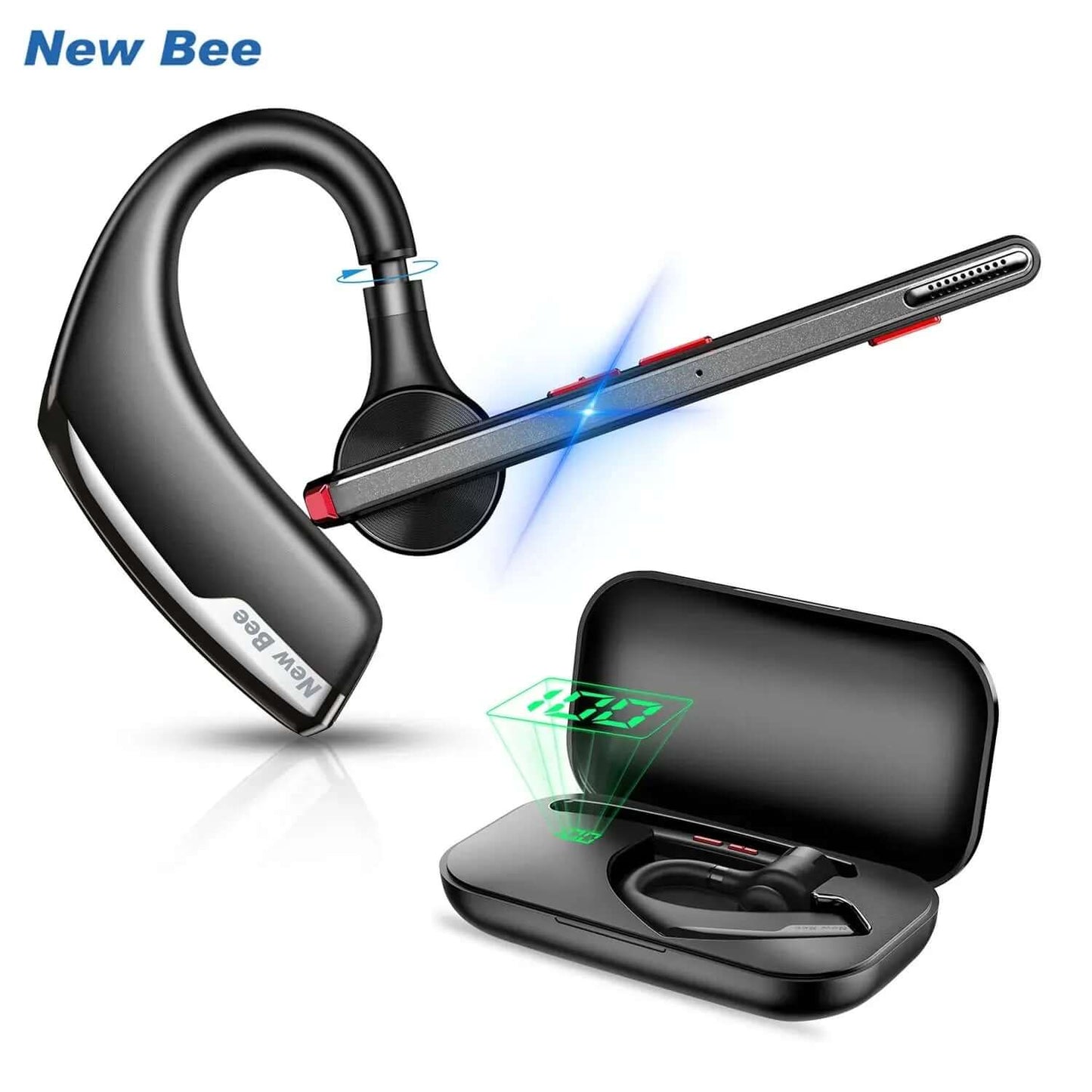 M51 Bluetooth 5.2 Wireless Headset Earphones Headphone with Dual-Mic CVC8.0 Noise Cancelling Handsfree Business Earbuds