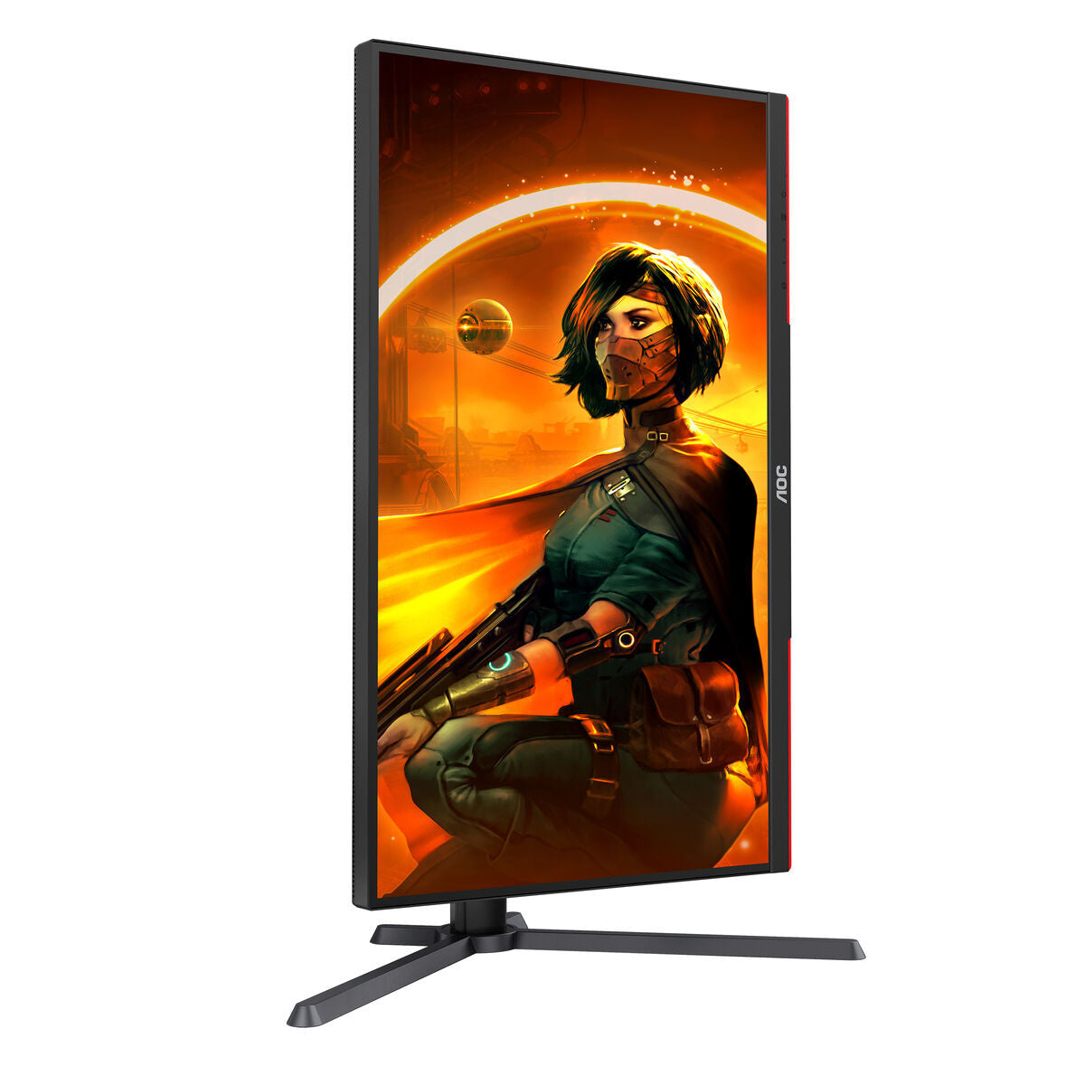 AOC 27 inch 2K gaming monitor 180Hz with vibrant gaming artwork on screen.