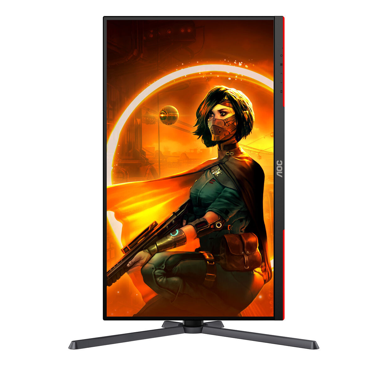AOC 27 inch 2K gaming monitor 180Hz con arte de ciencia ficción en pantalla
