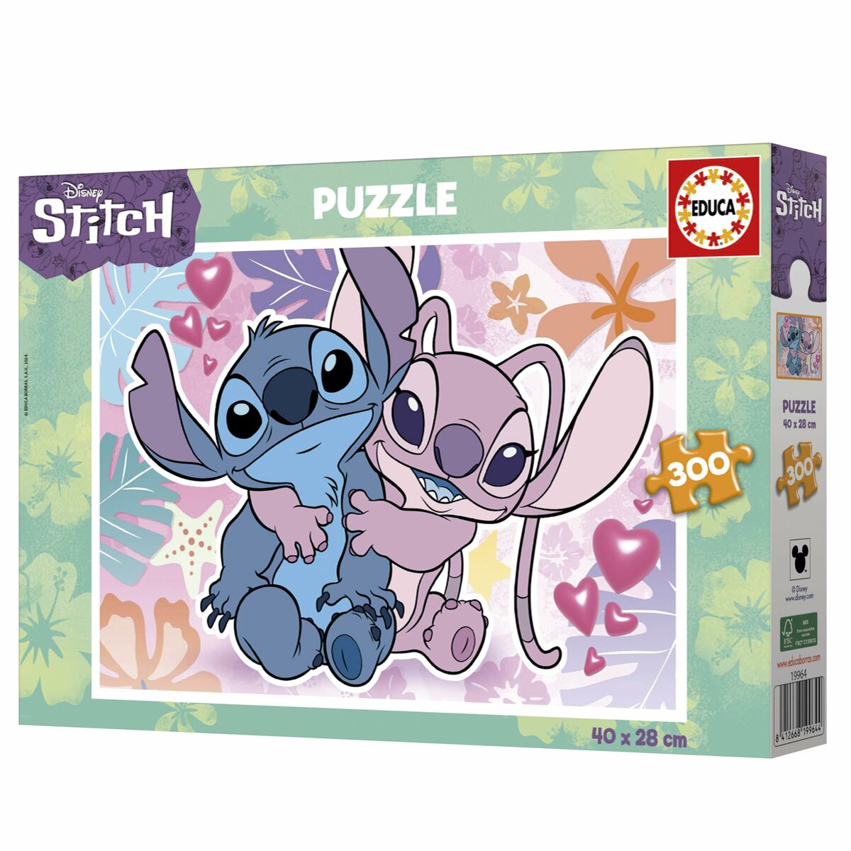 Puzzle Educa Stitch para niños, rompecabezas de 300 piezas con personajes de Disney para entretenimiento educativo.