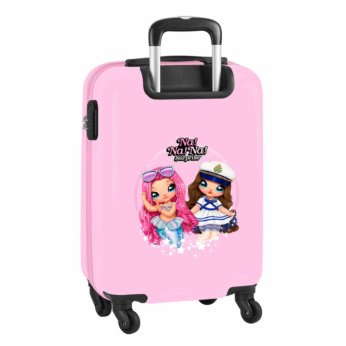 Trolley de Cabina Rosa Na!Na!Na! Surprise Sparkles con diseño infantil y asas, ideal para viajar.