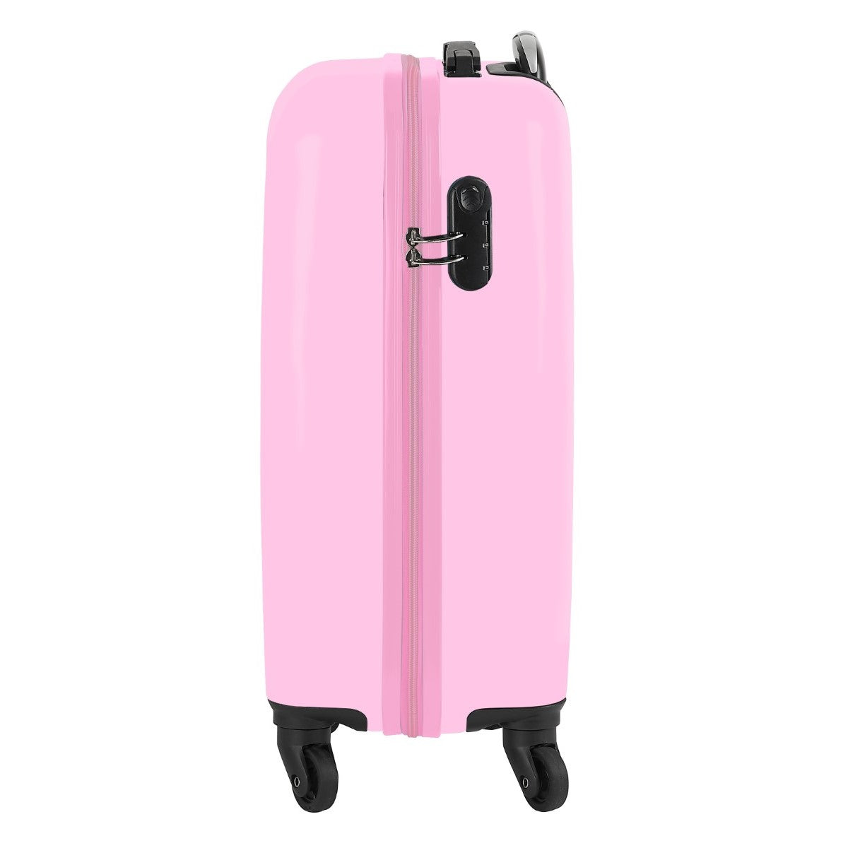 Trolley de cabina rosa Na!Na!Na! Surprise Sparkles vista lateral con cierre y ruedas.