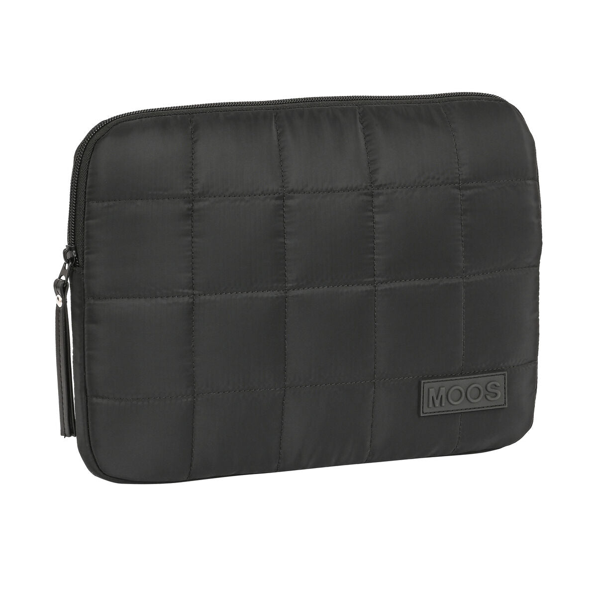 Funda acolchada para portátil 11.6 pulgadas color negro de Moos con cierre de cremallera y diseño acolchado.