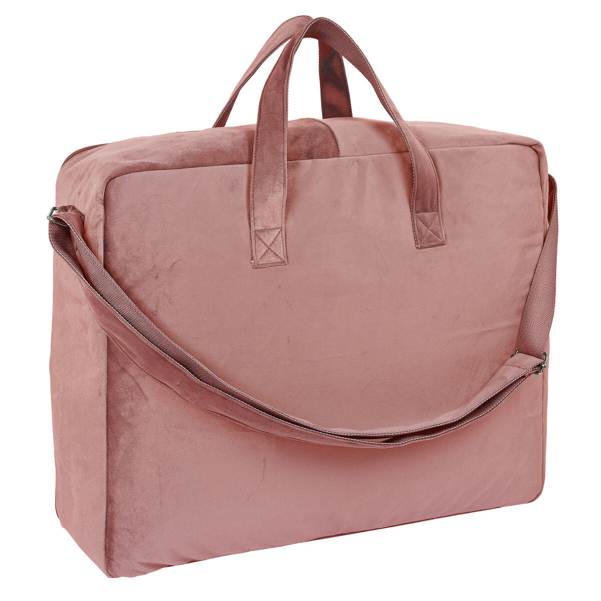 Maleta rosa terciopelo para bebés con asas y cinta bandolera, 50 x 40 x 14 cm