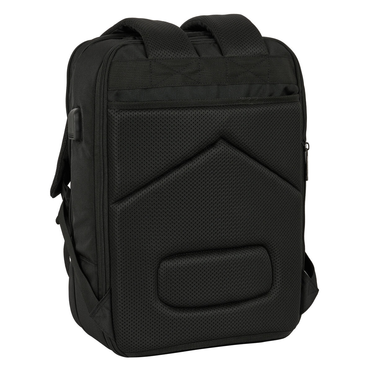 Mochila de viaje negra para portátil Safta Multisports con diseño acolchado y correas ajustables.