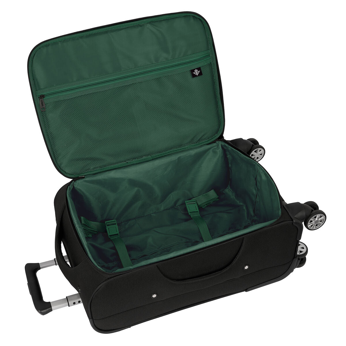 Maleta de cabina Real Betis Balompié Negro 20'' con interior verde, espacio amplio y funcional.