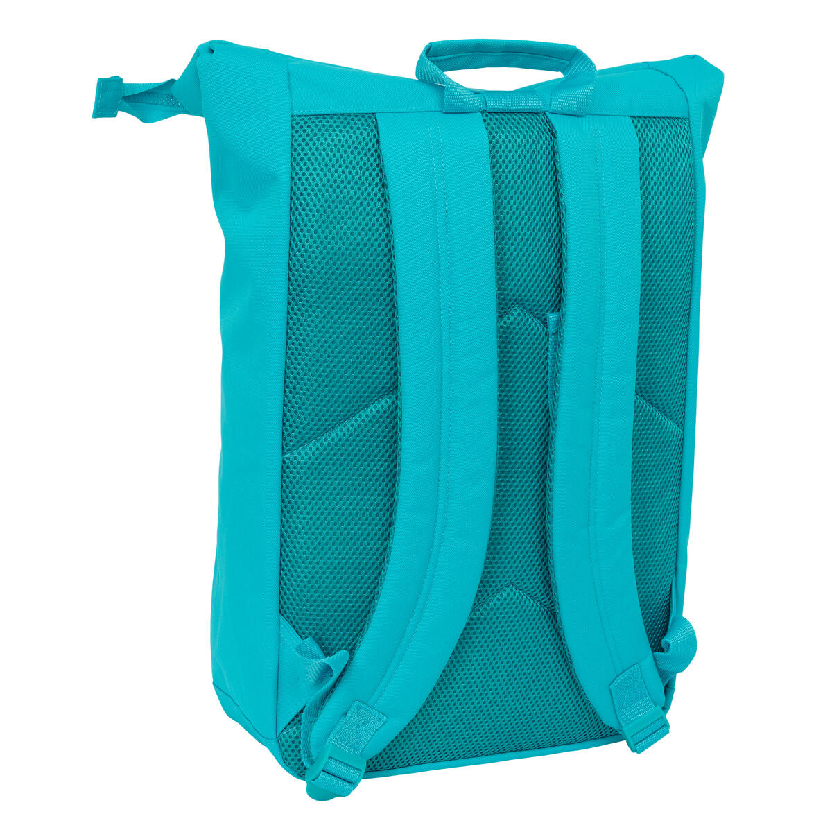 Mochila Casual Benetton Summer Azul con detalles de malla y color azul, ideal para uso juvenil.