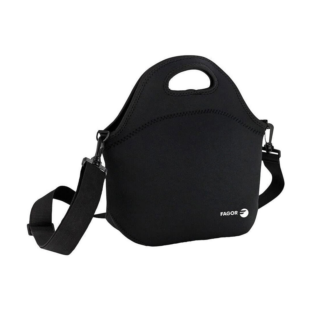 Bolsa térmica Fagor Baggy negro de neopreno, tamaño 30 x 17 x 30 cm, con cinta bandolera y resistente a manchas.