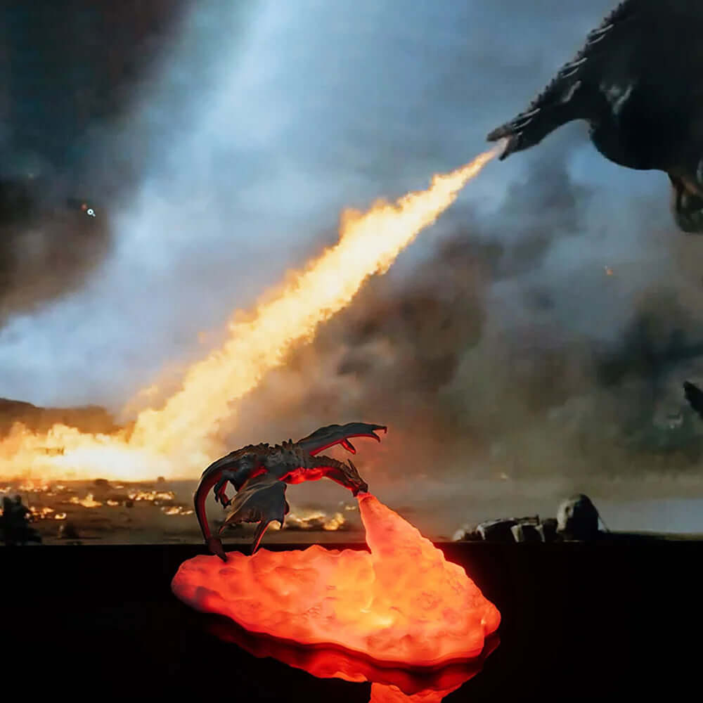 3D Printed Fire Dragon Lights, LED USB Rechargeable Desktop Lamp for E-Sport Child Gifts Murder Mystery Game Camping Gaming Deco