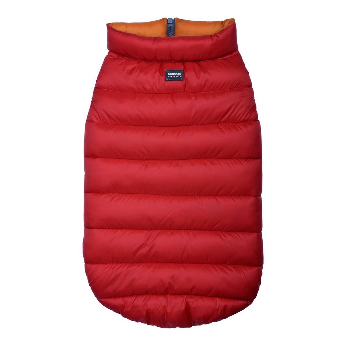 Abrigo para perro puffer rojo naranja de Red Dingo, medida 25 cm, ligero y cálido.