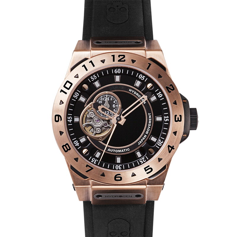Reloj Vento Negro Oro Rosa