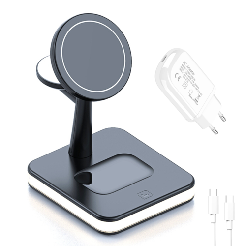 Base de Carga Inalámbrica Magnética 4 en 1 Samaray | Lámpara LED | 15W | Compatible iPhone 14/13/12, iWatch, AirPods